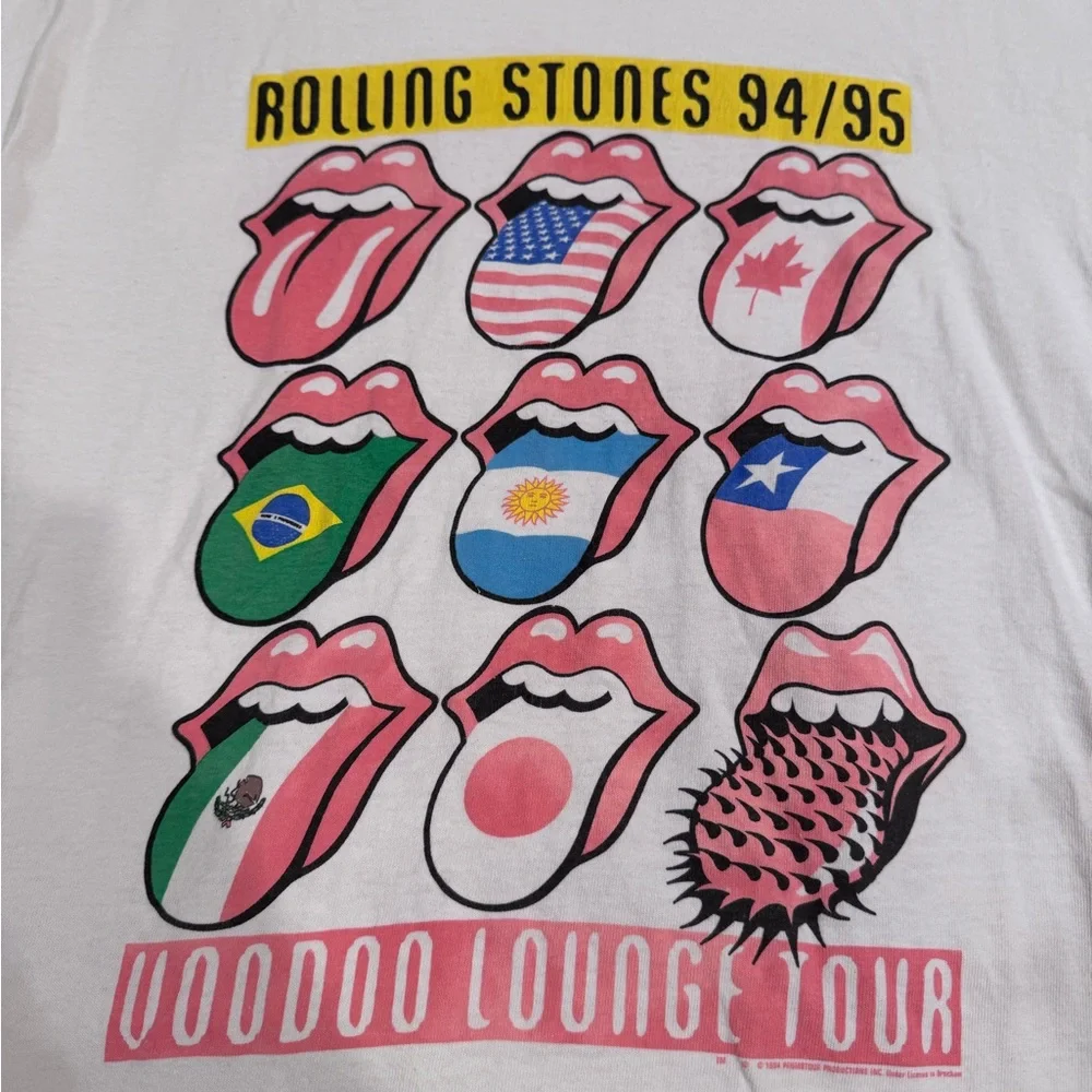*RARE* White Rolling Stones Voodoo Lounge Tour 1995 T-shirt tour-tee - Picture 2 of 7